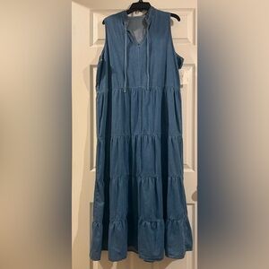 NEW Women’s Denim Tiered Maxi Dress - Lightweight Denim